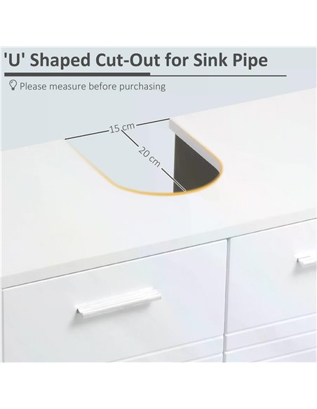 kleankin Under Sink Cabinet, Bathroom Vanity Unit, Pedestal Under Sink Design, Storage Cupboard with Adjustable Shelf, White 834 - pic 37185 | FastDaddyshop