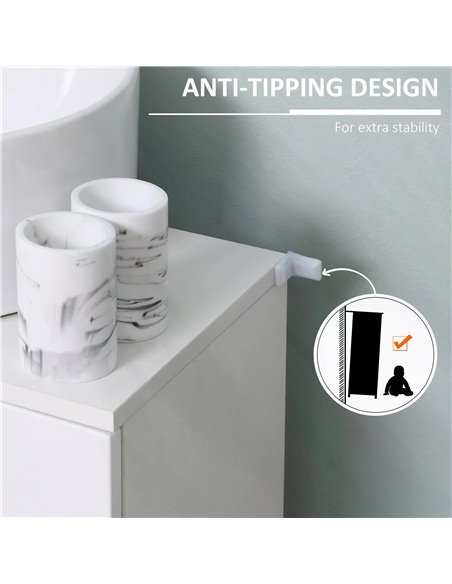 kleankin Under Sink Cabinet, Bathroom Vanity Unit, Pedestal Under Sink Design, Storage Cupboard with Adjustable Shelf, White 834 - pic 37187 | FastDaddyshop