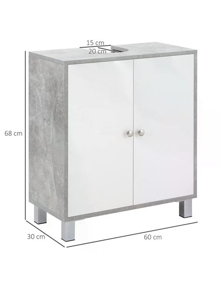 Kleankin Under Sink Cabinet, Bathroom Vanity Unit, White and Grey 834-383 - pic 37193 | FastDaddyshop