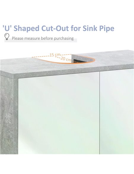 Kleankin Under Sink Cabinet, Bathroom Vanity Unit, White and Grey 834-383 - pic 37194 | FastDaddyshop