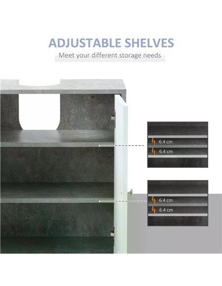 kleankin Under Sink Cabinet, Bathroom Vanity Unit, Pedestal Under Sink Design, Storage Cupboard with Adjustable Shelves, White a - pic 37195 | FastDaddyshop