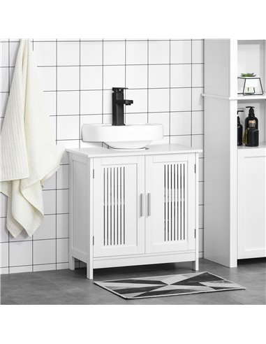 Kleankin Modern Under Sink Cabinet with 2 Doors, White 834-343WT