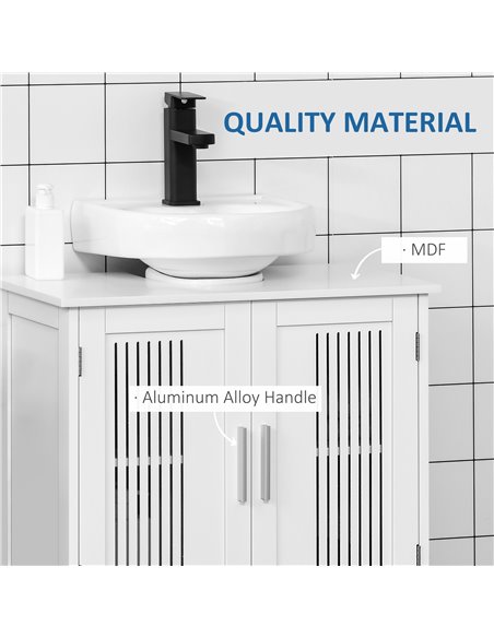 kleankin Modern Under Sink Cabinet with 2 Doors, Bathroom Vanity Unit, Pedestal Under Sink Design, Storage Cupboard with Adjusta - pic 37205 | FastDaddyshop