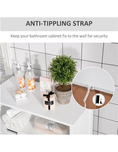 Kleankin Freestanding Bathroom Cabinet, Narrow Freestanding Unit, Storage Cupboard Organizer with 2 Drawer Adjustable Shelf, Whi