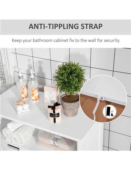 Kleankin Freestanding Bathroom Cabinet, Narrow Freestanding Unit, Storage Cupboard Organizer with 2 Drawer Adjustable Shelf, Whi - pic 37212 | FastDaddyshop