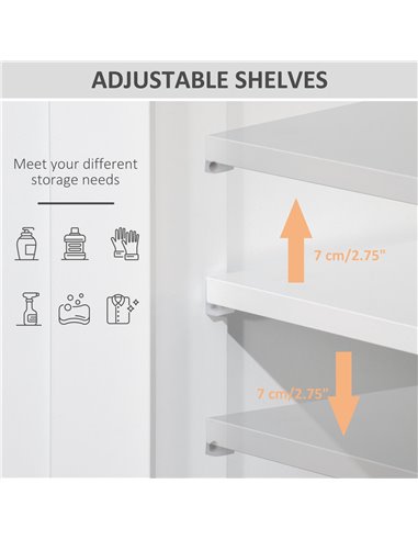 Kleankin Freestanding Bathroom Cabinet, Narrow Freestanding Unit, Storage Cupboard Organizer with 2 Drawer Adjustable Shelf, Whi
