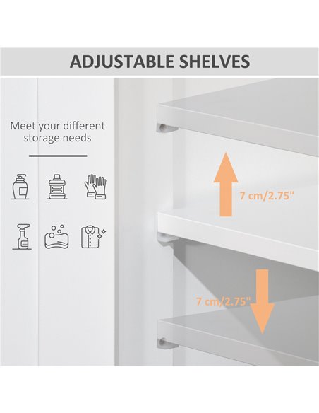 Kleankin Freestanding Bathroom Cabinet, Narrow Freestanding Unit, Storage Cupboard Organizer with 2 Drawer Adjustable Shelf, Whi - pic 37213 | FastDaddyshop