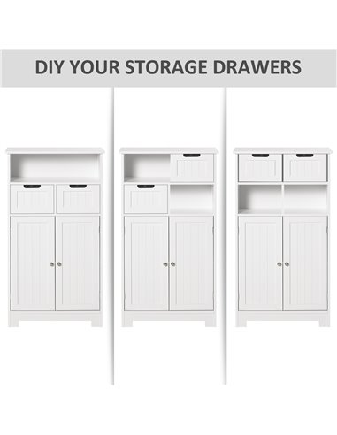 Kleankin Freestanding Bathroom Cabinet, Narrow Freestanding Unit, Storage Cupboard Organizer with 2 Drawer Adjustable Shelf, Whi