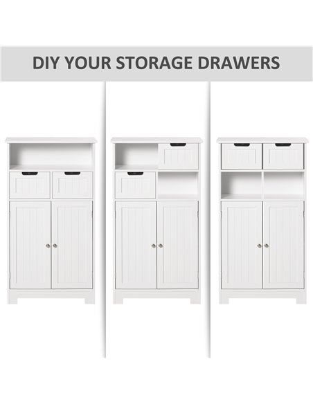 Kleankin Freestanding Bathroom Cabinet, Narrow Freestanding Unit, Storage Cupboard Organizer with 2 Drawer Adjustable Shelf, Whi - pic 37215 | FastDaddyshop
