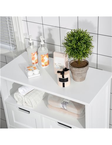 Kleankin Freestanding Bathroom Cabinet, Narrow Freestanding Unit, Storage Cupboard Organizer with 2 Drawer Adjustable Shelf, Whi