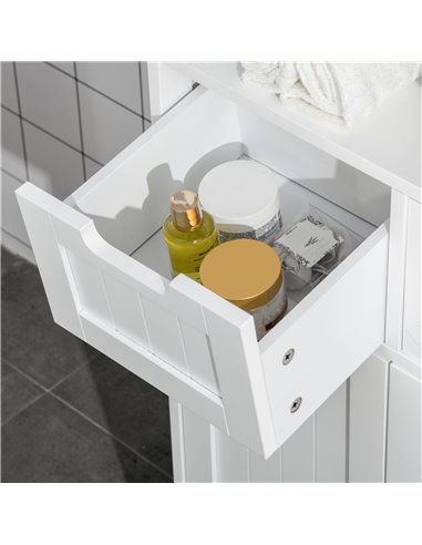 Kleankin Freestanding Bathroom Cabinet, Narrow Freestanding Unit, Storage Cupboard Organizer with 2 Drawer Adjustable Shelf, Whi