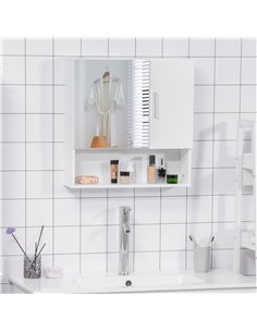 Kleankin Bathroom Mirror Cabinet, Wall Mounted Storage Cupboard Organizer, White 834-347WT 2