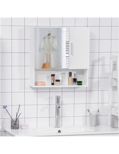 Kleankin Bathroom Mirror Cabinet, Wall Mounted Storage Cupboard Organizer, White 834-347WT