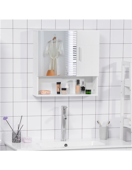 Kleankin Bathroom Mirror Cabinet, Wall Mounted Storage Cupboard Organizer, White 834-347WT - pic 37219 | FastDaddyshop