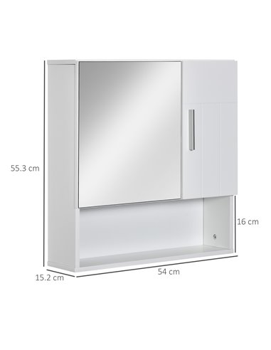 Kleankin Bathroom Mirror Cabinet, Wall Mounted Storage Cupboard Organizer, White 834-347WT