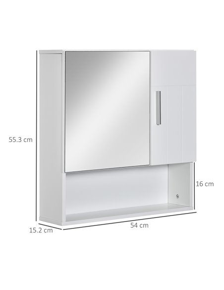 Kleankin Bathroom Mirror Cabinet, Wall Mounted Storage Cupboard Organizer, White 834-347WT - pic 37220 | FastDaddyshop