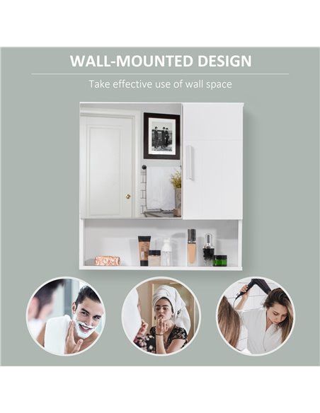 Kleankin Bathroom Mirror Cabinet, Wall Mounted Storage Cupboard Organizer, White 834-347WT - pic 37221 | FastDaddyshop