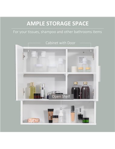 Kleankin Bathroom Mirror Cabinet, Wall Mounted Storage Cupboard Organizer, White 834-347WT