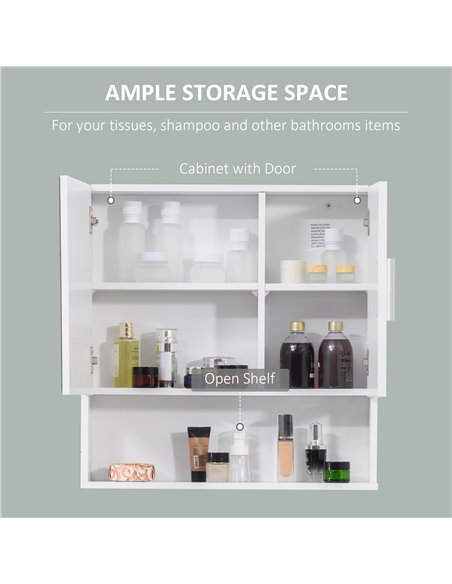 Kleankin Bathroom Mirror Cabinet, Wall Mounted Storage Cupboard Organizer, White 834-347WT - pic 37222 | FastDaddyshop