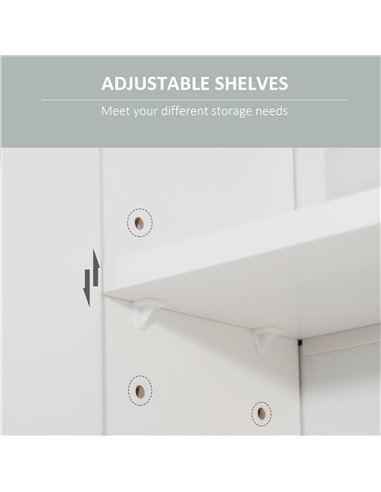 kleankin Bathroom Mirror Cabinet, Wall Mounted Storage Cupboard Organizer with Double Doors and Adjustable Shelf, White 834-347W