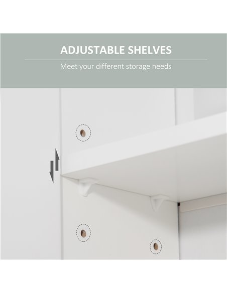 kleankin Bathroom Mirror Cabinet, Wall Mounted Storage Cupboard Organizer with Double Doors and Adjustable Shelf, White 834-347W - pic 37223 | FastDaddyshop