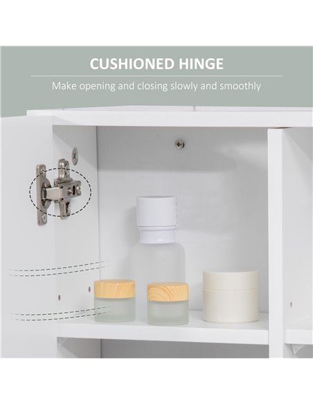 kleankin Bathroom Mirror Cabinet, Wall Mounted Storage Cupboard Organizer with Double Doors and Adjustable Shelf, White 834-347W - pic 37224 | FastDaddyshop
