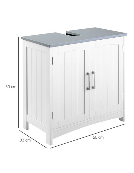 Kleankin Pedestal Under Sink Cabinet with Double Doors, White 834-356LG - pic 37229 | FastDaddyshop