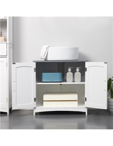 kleankin Pedestal Under Sink Cabinet with Double Doors, Modern Bathroom Vanity Unit, Storage Cupboard with Adjustable Shelves, W