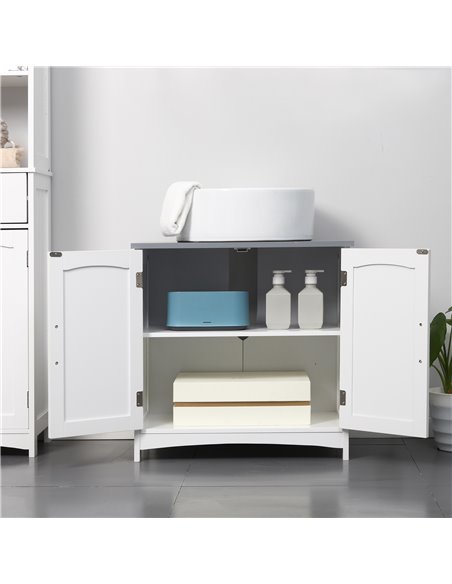 kleankin Pedestal Under Sink Cabinet with Double Doors, Modern Bathroom Vanity Unit, Storage Cupboard with Adjustable Shelves, W - pic 37233 | FastDaddyshop