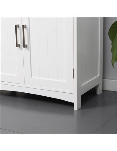 kleankin Pedestal Under Sink Cabinet with Double Doors, Modern Bathroom Vanity Unit, Storage Cupboard with Adjustable Shelves, W