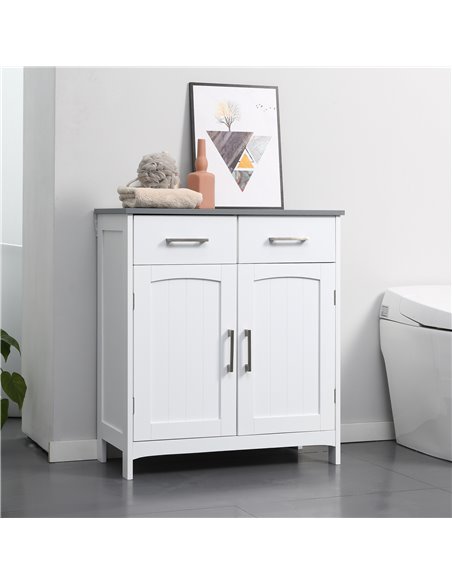 Kleankin Bathroom Floor Cabinet, Freestanding Wooden Storage Cupboard, White 834-360 - pic 37237 | FastDaddyshop
