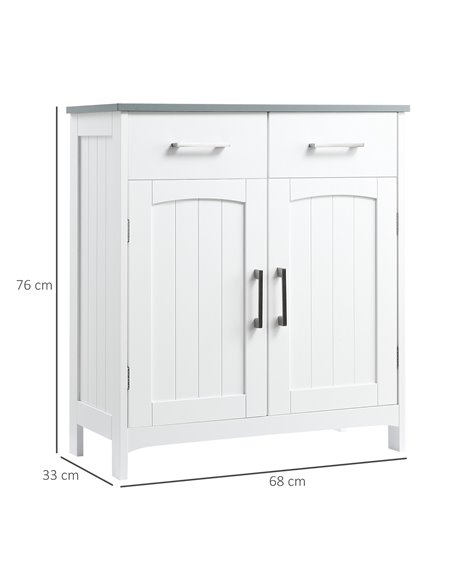 Kleankin Bathroom Floor Cabinet, Freestanding Wooden Storage Cupboard, White 834-360 - pic 37238 | FastDaddyshop