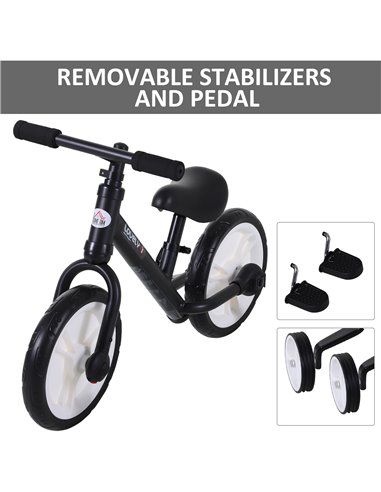 HOMCOM PP Toddlers Removable Stabiliser Balance Bike Black