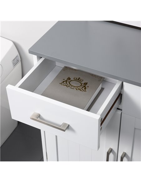 Kleankin Bathroom Floor Cabinet, Freestanding Wooden Free Standing Storage Cupboard with 2 Drawers, Double Doors, Adjustable She - pic 37244 | FastDaddyshop