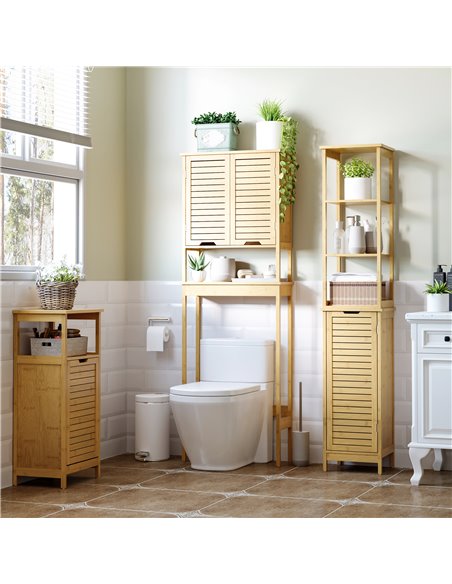 Kleankin Bathroom Floor Cabinet with 3 Shelves and Cupboard, Natural 834-408 - pic 37248 | FastDaddyshop