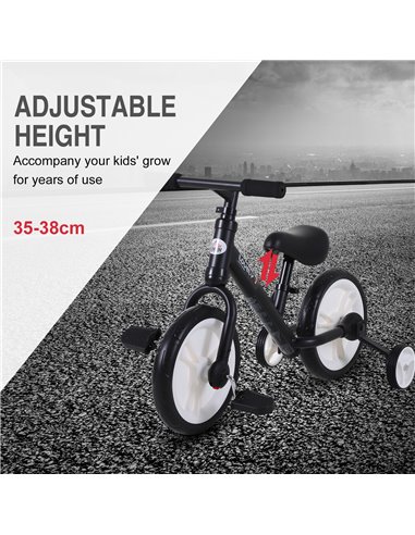 HOMCOM PP Toddlers Removable Stabiliser Balance Bike Black