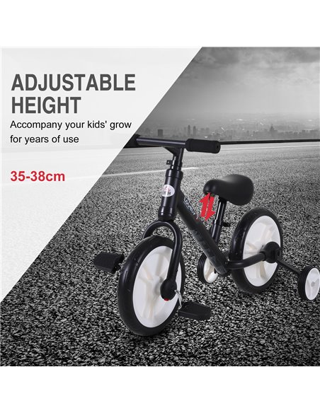 HOMCOM PP Toddlers Removable Stabiliser Balance Bike Black - pic 3725 | FastDaddyshop
