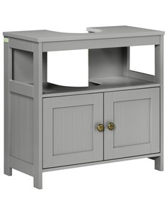 Kleankin Pedestal Under Sink Cabinet with Double Doors, Light Grey 834-358LG