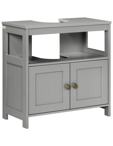 Kleankin Pedestal Under Sink Cabinet with Double Doors, Light Grey 834-358LG - pic 37254 | FastDaddyshop