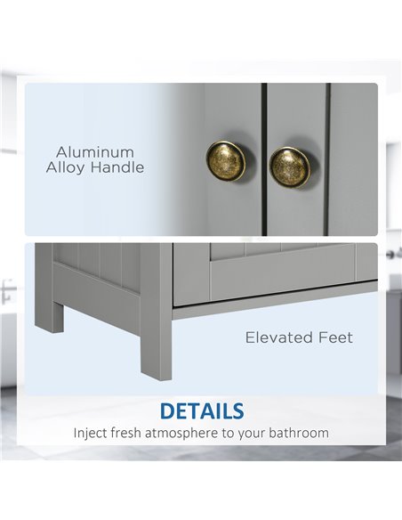 kleankin Pedestal Under Sink Cabinet with Double Doors, Modern Bathroom Vanity Storage Unit with Shelves, Light Grey 834-358LG - pic 37259 | FastDaddyshop