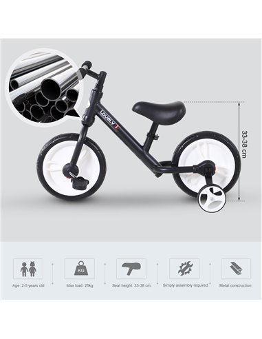 HOMCOM PP Toddlers Removable Stabiliser Balance Bike Black
