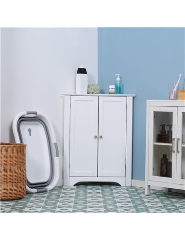 Kleankin Triangle Bathroom Cabinet, Corner Bathroom Storage Unit, White 834-435