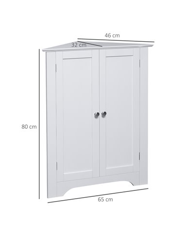 Kleankin Triangle Bathroom Cabinet, Corner Bathroom Storage Unit, White 834-435