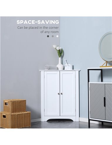 Kleankin Triangle Bathroom Cabinet, Corner Bathroom Storage Unit, White 834-435