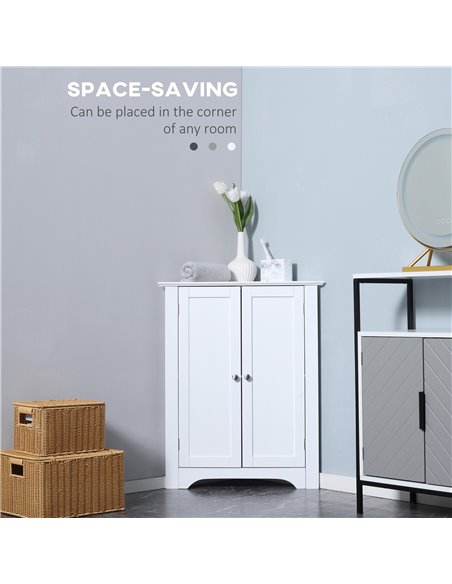 Kleankin Triangle Bathroom Cabinet, Corner Bathroom Storage Unit, White 834-435 - pic 37266 | FastDaddyshop
