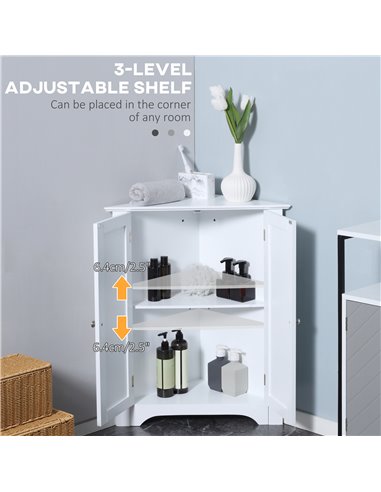 Kleankin Triangle Bathroom Cabinet, Corner Bathroom Storage Unit, White 834-435