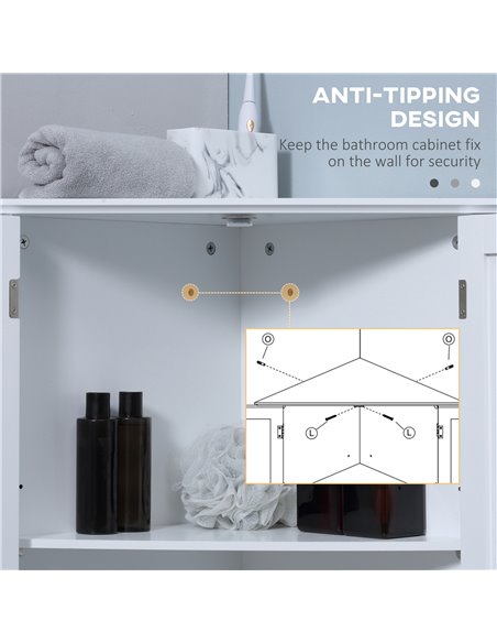kleankin Triangle Bathroom Cabinet, Corner Bathroom Storage Unit with Adjustable Shelf and Recessed Door, Free Standing, White 8 - pic 37268 | FastDaddyshop