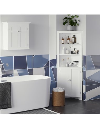 Kleankin Triangle Bathroom Cabinet, Corner Bathroom Storage Unit, White 834-434