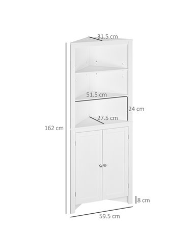 Kleankin Triangle Bathroom Cabinet, Corner Bathroom Storage Unit, White 834-434
