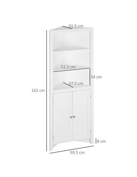 Kleankin Triangle Bathroom Cabinet, Corner Bathroom Storage Unit, White 834-434 - pic 37274 | FastDaddyshop